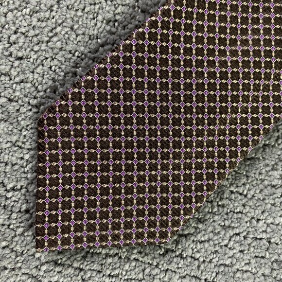 Canali Designer Necktie Tie Silk Made in Italy Brown Purple Width 3.75" - Picture 2 of 6